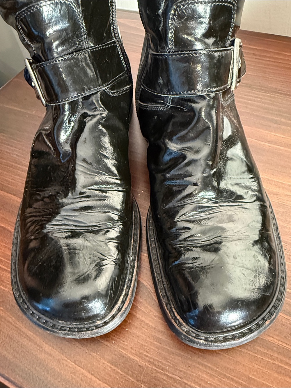 Y2K moto boots Vera Gomma Italy Patent Leather Black 7.5 - Picture 3 of 9